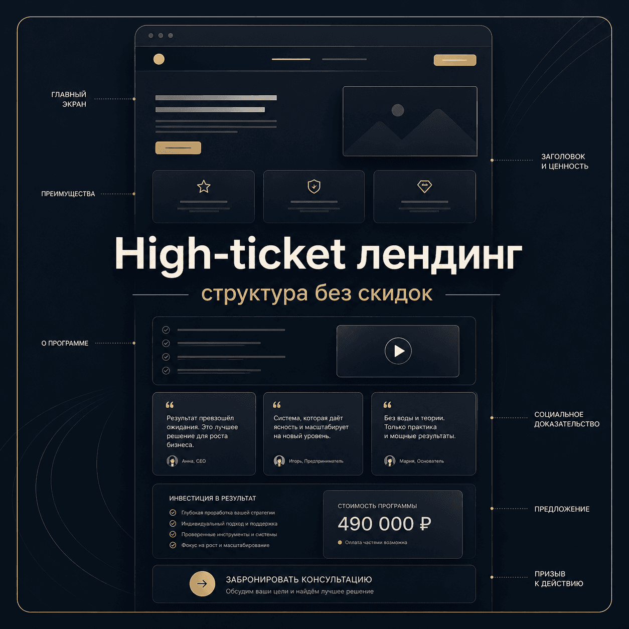 Лендинг для high‑ticket: структура, которая продаёт без скидок
