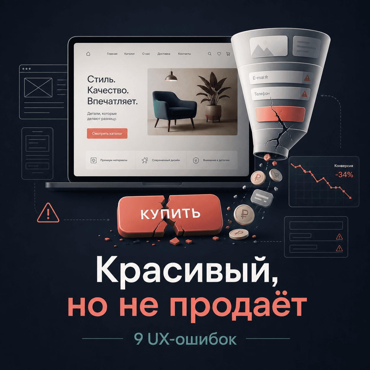 Сайт «красивый», но не продаёт: 9 UX-ошибок